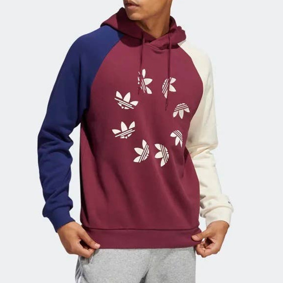 NEW Adidas Bold Blocked Hoodie Men's Size Small Victory Crimson Logo Sweatshirt - Picture 1 of 9
